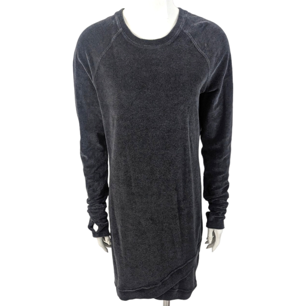Athleta Cross Cross Velour Sweater Dress Womens Medium Grey Long Sleeve Pullover - Picture 2 of 12